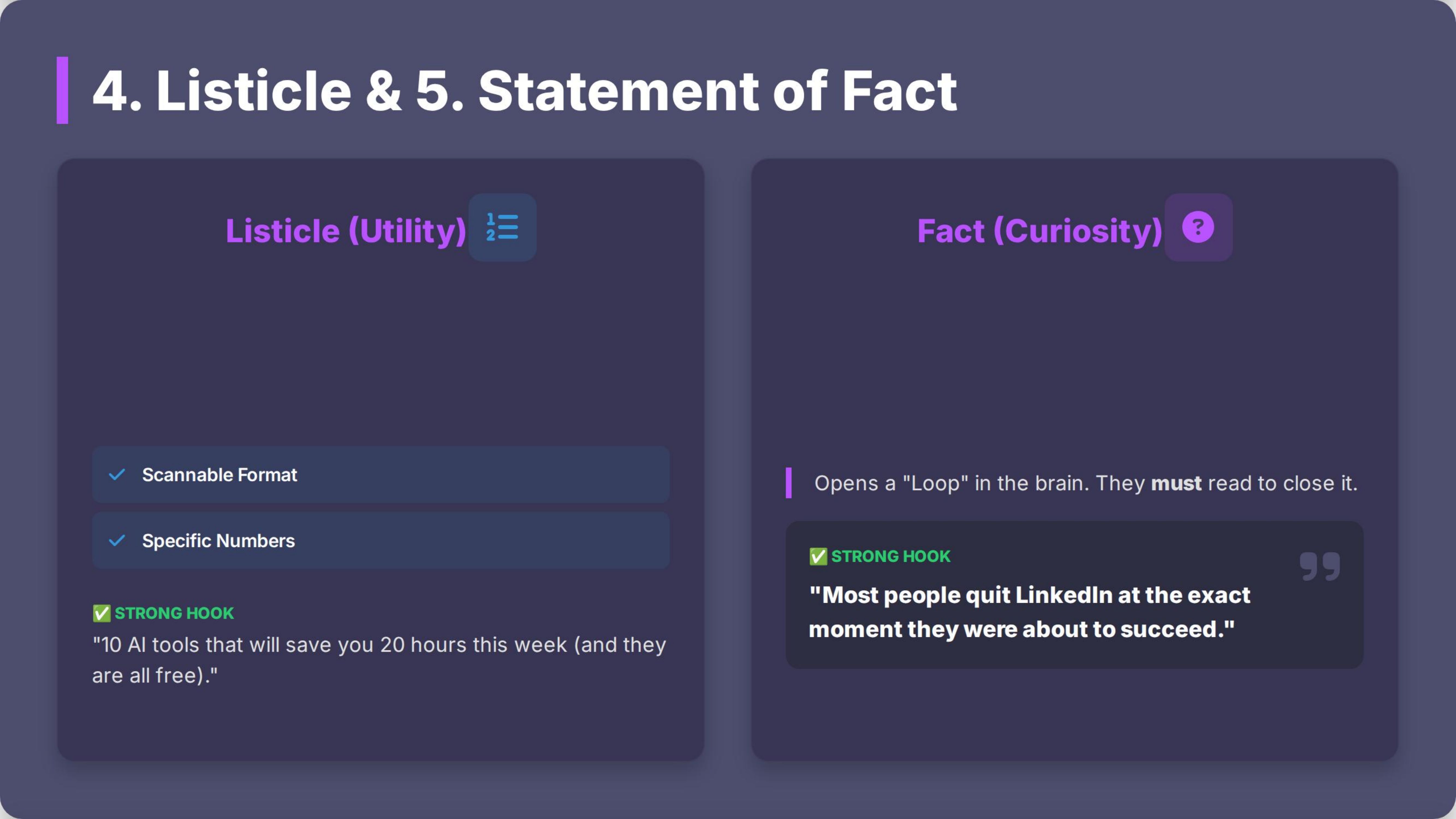 Listicle vs. Statement Hooks