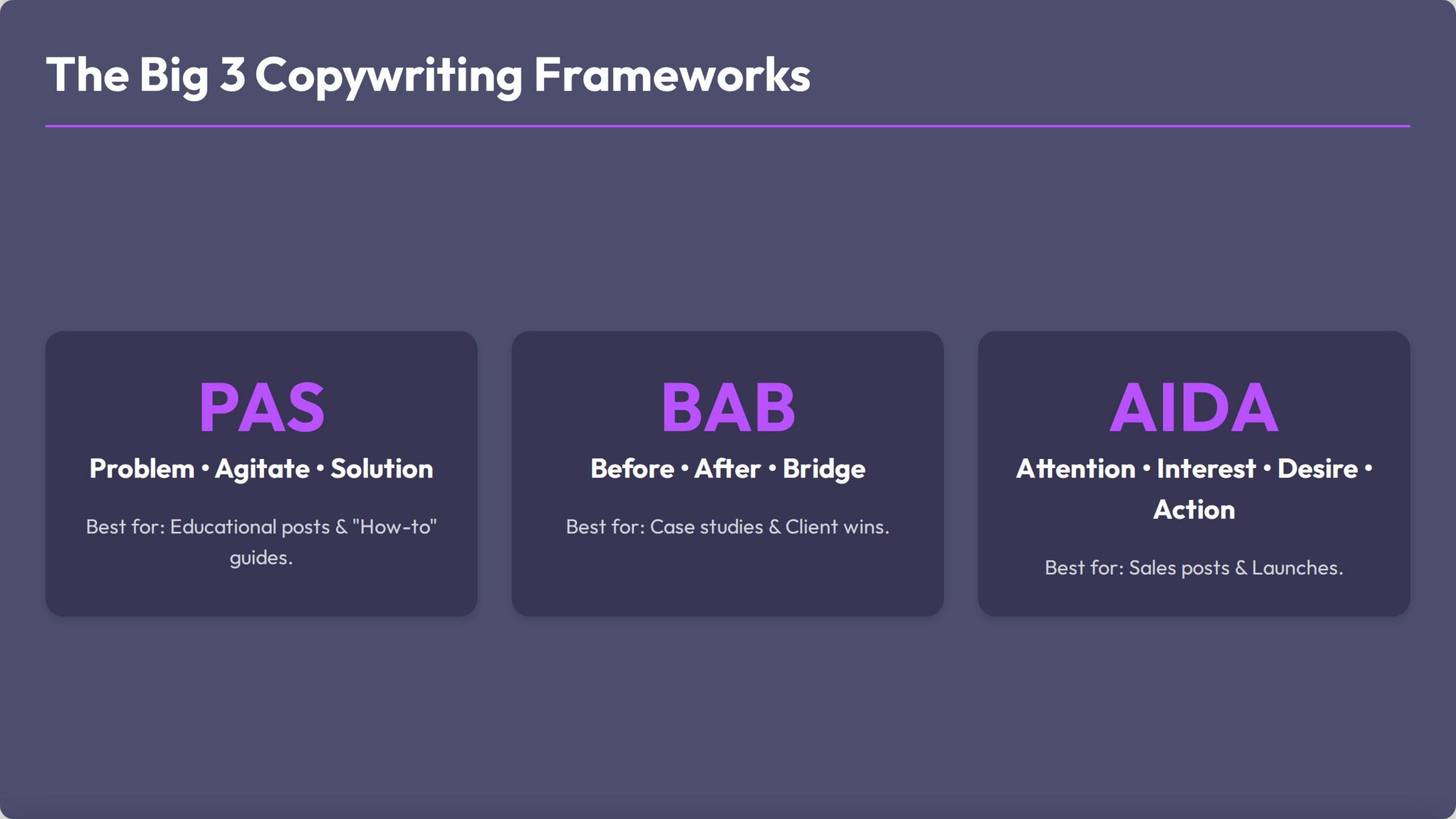 The Big 3 Copywriting Frameworks