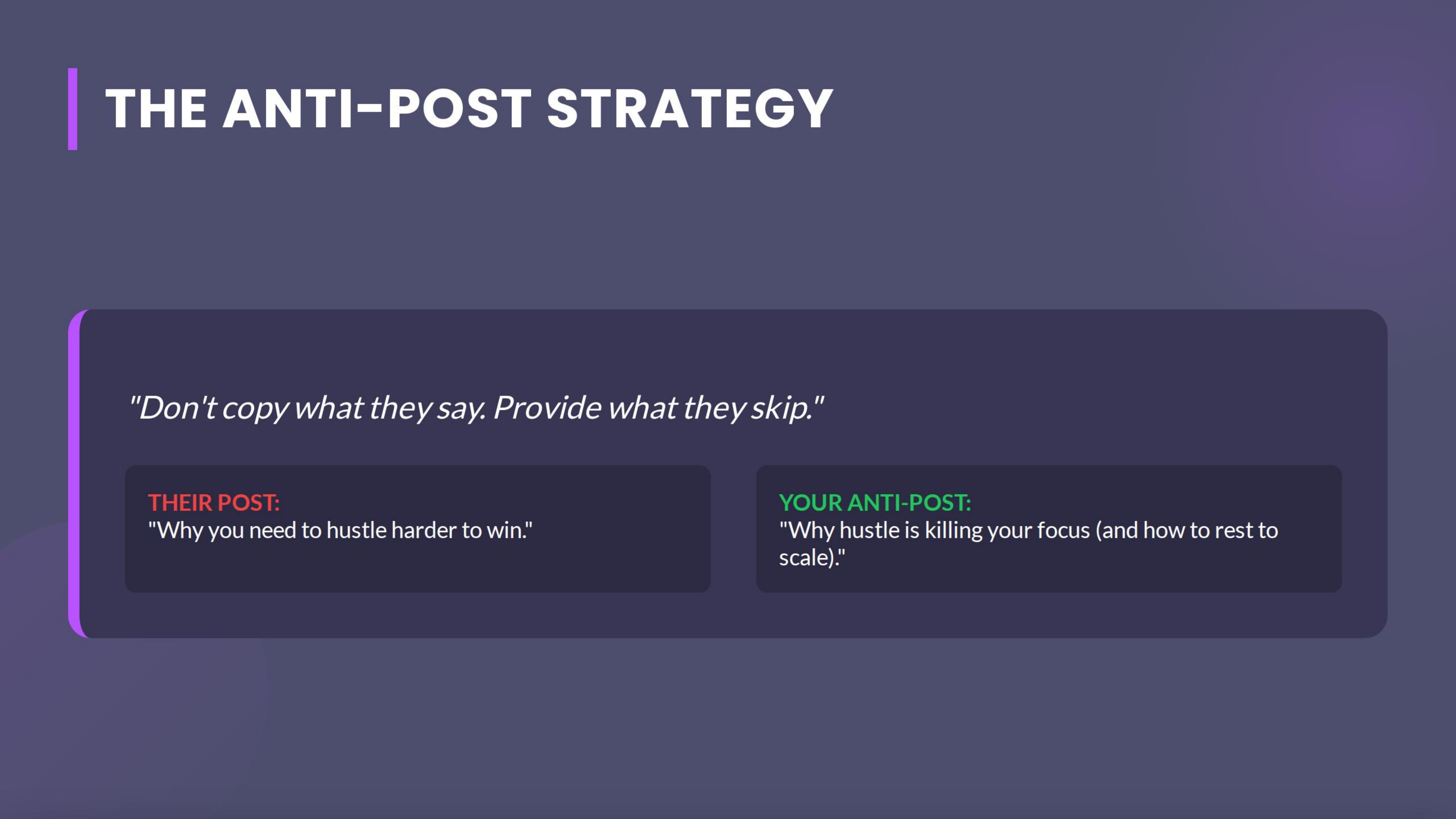 The Antipost Strategy Dont